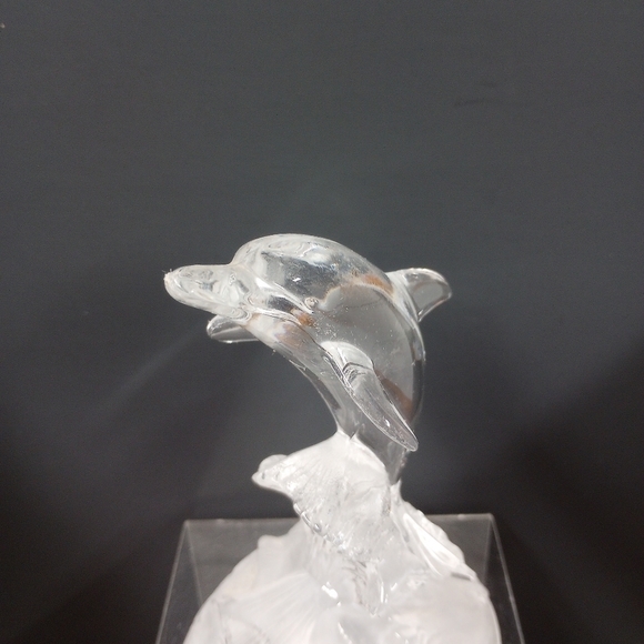 Vintage Cristal d'Arques Clear Glass Dolphin Figurine Paperweight Coastal Beachy - Picture 2 of 10